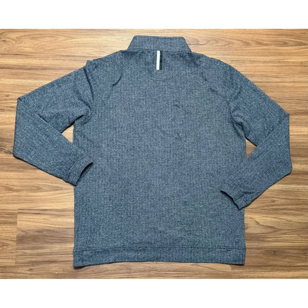 Rhoback Mens 1/4 Quarter Zip Pullover Grey Herringbone Performance Pullover Sz L